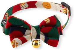 Necoichi Winter Camellia Bow Tie Cat Collar, Red