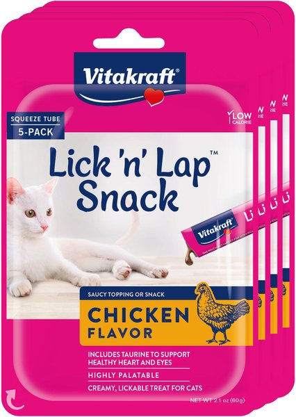 Vitakraft Lick 'n' Lap Creamy Chicken Low Calorie Interactive Wet Cat Treat?, 0.42-oz tube, case of 20 slide 1 of 7