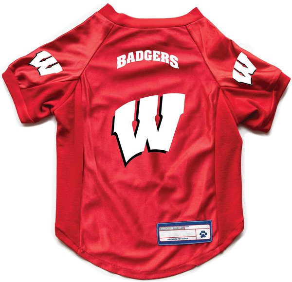 Littlearth NCAA Stretch Dog & Cat Jersey, Wisconsin Badgers, Small slide 1 of 7