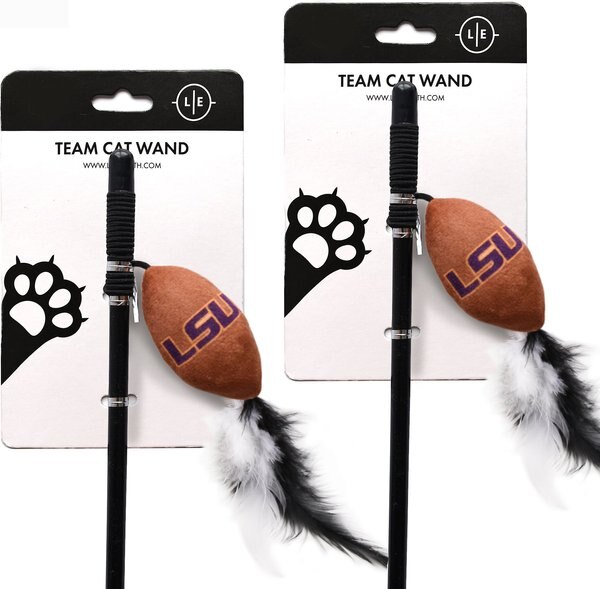 Littlearth NCAA Licensed Teaser Wand Cat Toy, 2 count, LSU Tigers slide 1 of 4