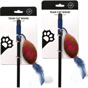 Littlearth NCAA Licensed Teaser Wand Cat Toy, 2 count, Mississippi Ole Miss Rebels