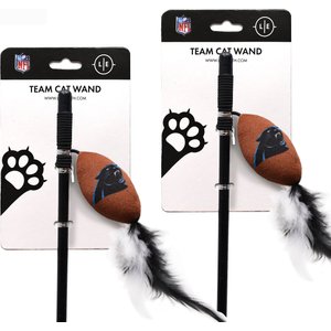 Littlearth NFL Licensed Teaser Wand Cat Toy, 2 count, Carolina Panthers