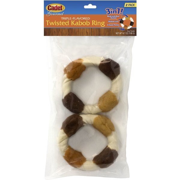 CADET Gourmet Beef Hide Shish Kabob Dog Treats, Large, Chicken, Liver
