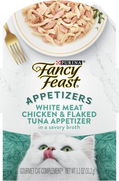 fancy feast white meat chicken appetizer in a delicate broth