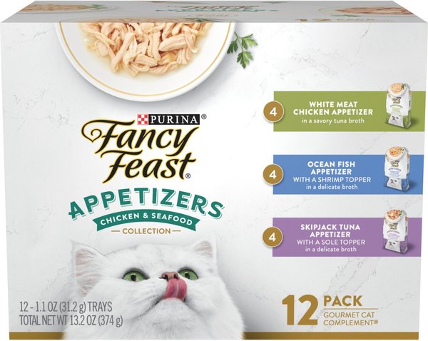 FANCY FEAST Appetizers Grain Free Variety Pack Wet Cat Food 1.1