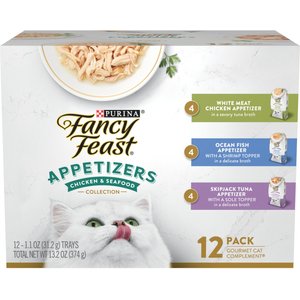 Fancy Feast Appetizers Grain-Free Variety Pack Wet Cat Food, 1.1-oz tray, case of 12