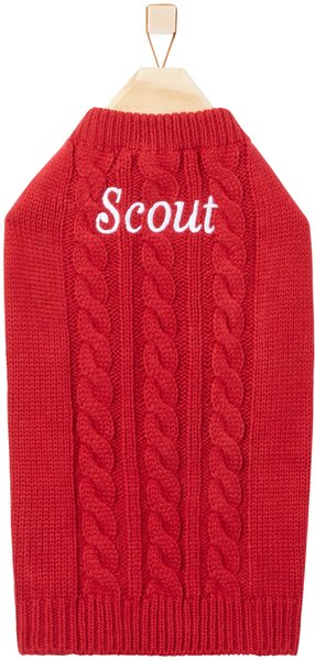 Frisco Personalized Dog & Cat Cable Knitted Sweater, X-Small, Red slide 1 of 6