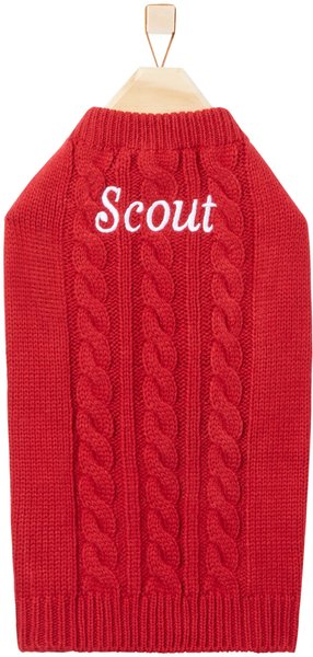 Frisco Personalized Dog & Cat Cable Knitted Sweater, Medium, Red slide 1 of 6