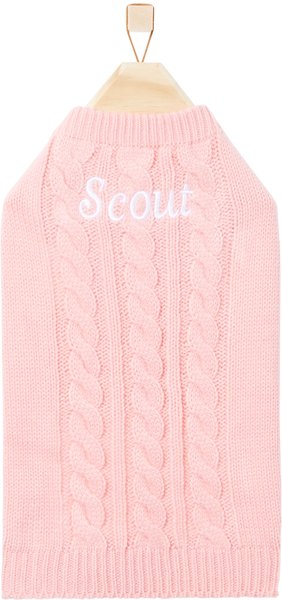 Frisco Personalized Dog & Cat Cable Knitted Sweater, Medium, Light Pink slide 1 of 6