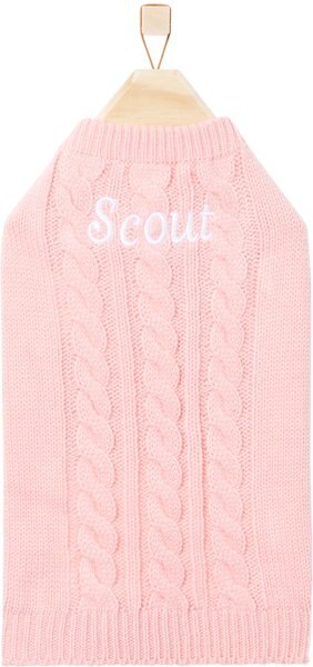 Frisco Personalized Dog & Cat Cable Knitted Sweater, Large, Light Pink slide 1 of 6