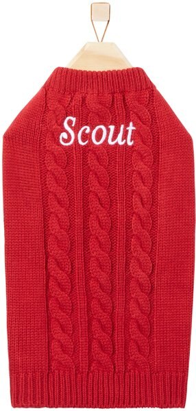 Frisco Personalized Dog & Cat Cable Knitted Sweater, X-Large, Red slide 1 of 6