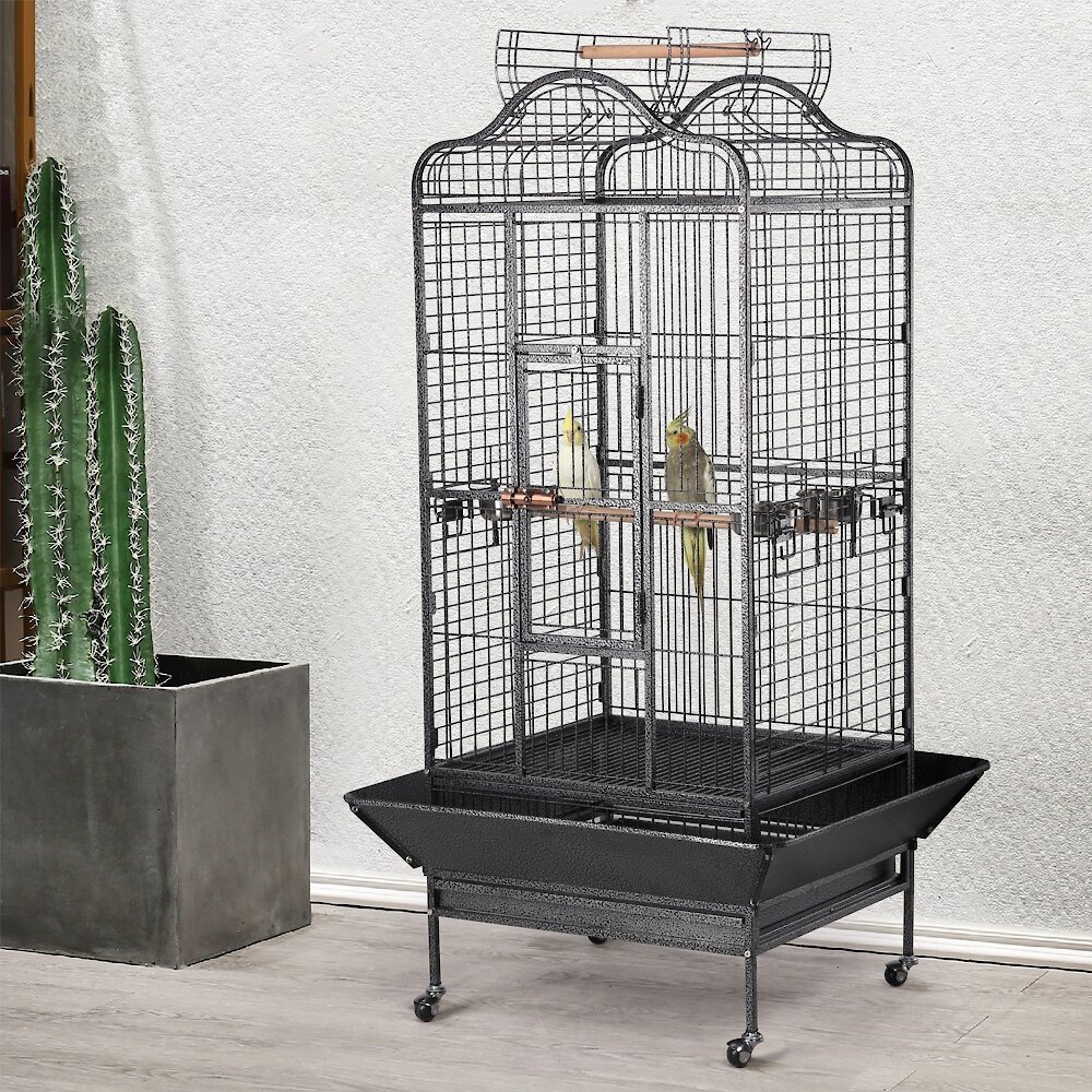 Yaheetech Open Playtop Bird Cage Cage, Hammered Black slide 1 of 7
