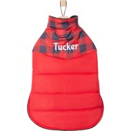 Frisco Personalized Boulder Plaid Insulated Dog & Cat Puffer Coat