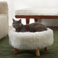 Frisco Eyelash Fur Round Elevated Cat Bed, Ivory