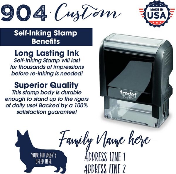 904 Custom Self-Inking Personalized Dog Address Stamp
