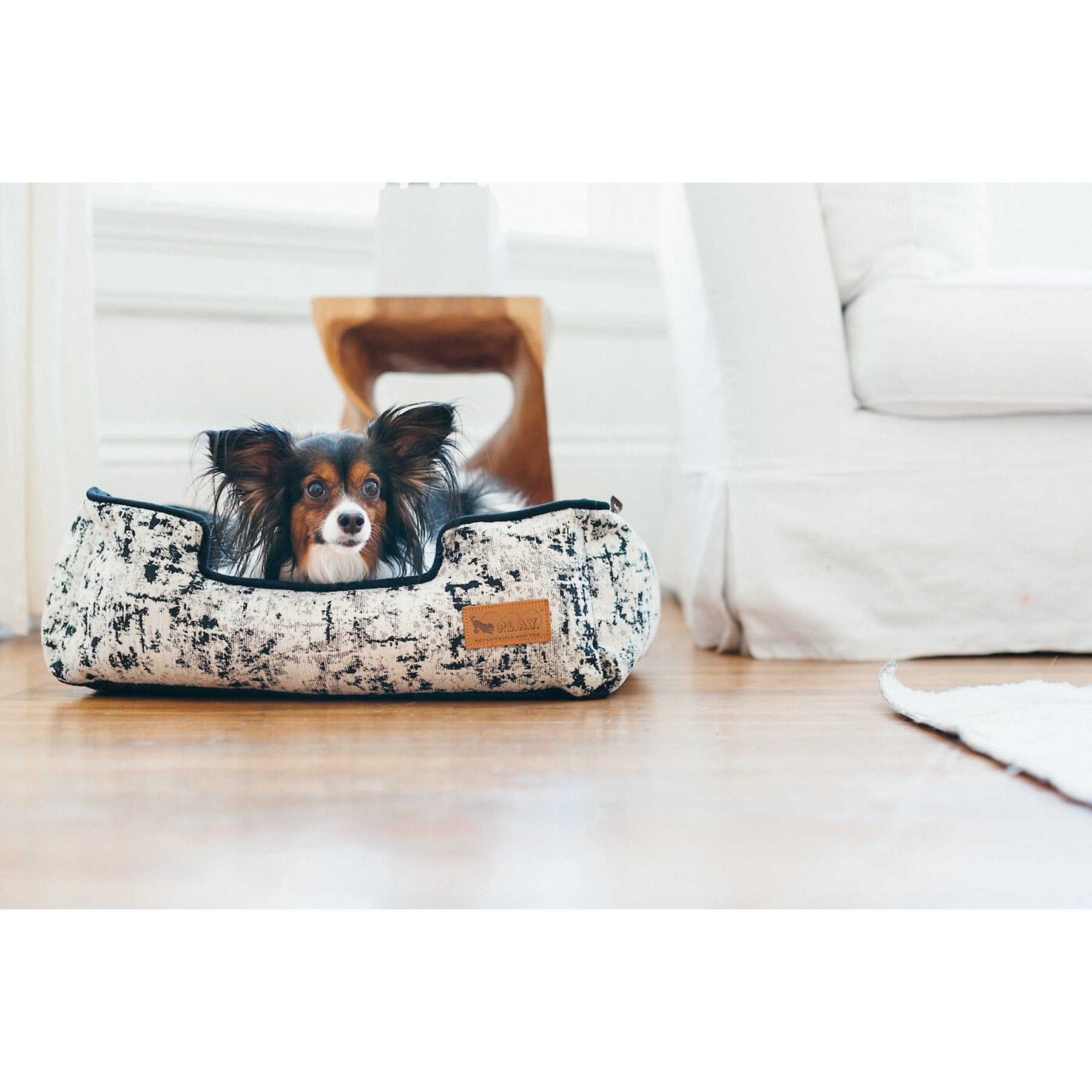 P.L.A.Y. Pet Lifestyle and You P.L.A.Y. Pet Lifestyle and You Solstice Bolster Dog Bed with Removable Cover, Night Sky Black, X-Large