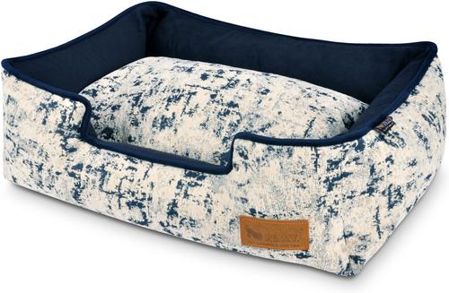 Show full view: P.L.A.Y. Pet Lifestyle and You Solstice Bolster Dog Bed with Removable Cover, Midnight Blue, Medium slide 3 of 5