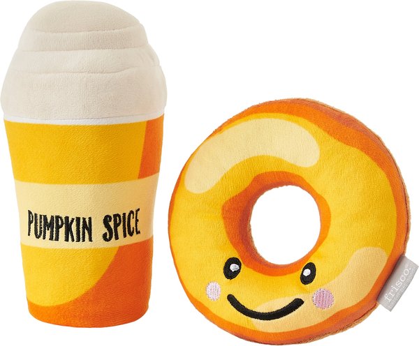 Frisco Fall Pumpkin Pie Latte & Donut Plush Squeaky Dog Toy, 2 count slide 1 of 4