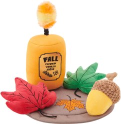 Frisco Fall Festive Candle Charger Plush Squeaky Dog Toy, 4 count