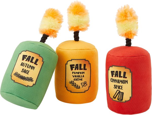 Frisco Fall Candles Plush Squeaky Dog Toy, 3 count slide 1 of 4