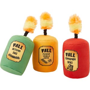 Frisco Fall Candles Plush Squeaky Dog Toy, 3 count