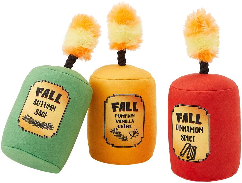 Frisco Fall Autumn Tree with Apples Interactive Plush Squeaky Dog Toy, 4 count