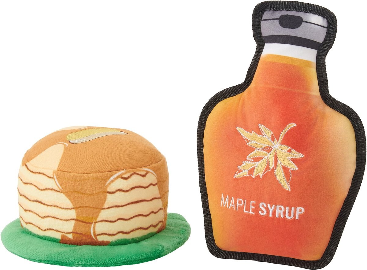 FRISCO Fall Pancakes & Maple Syrup Plush Squeaky Dog Toy, 2 count