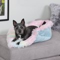 FurHaven Self-Warming Convertible Cuddle Mat Bolster Cat & Dog Bed, Small, Rainbow