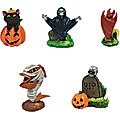 Penn-Plax Mini Spooky Resin Variety Pack Fish Aquarium Ornament, 5 count