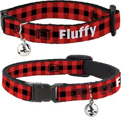 Buckle-Down Personalized Breakaway Cat Collar with Bell, Buffalo Plaid