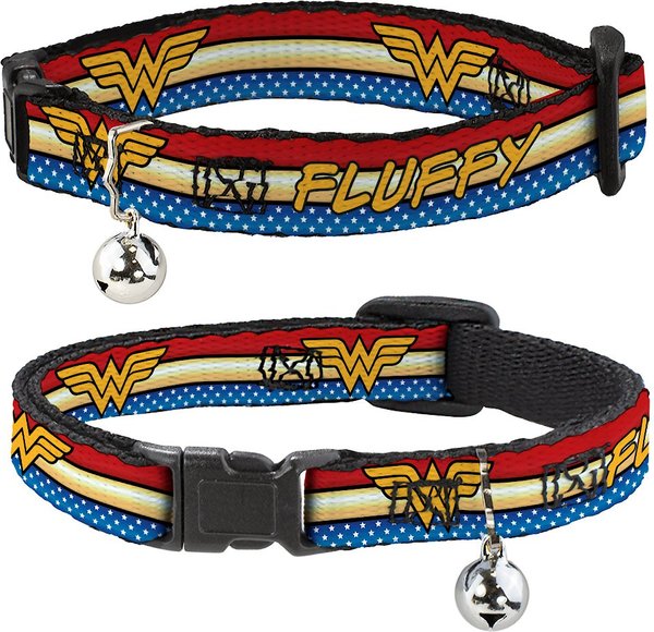 Buckle-Down DC Comics Wonder Woman Personalized Breakaway Cat Collar with Bell slide 1 of 2