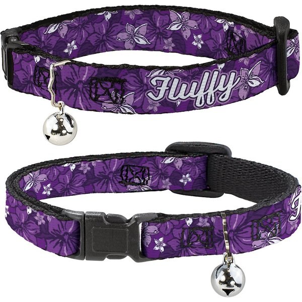Buckle-Down Personalized Breakaway Cat Collar with Bell, Flowers & Filigree