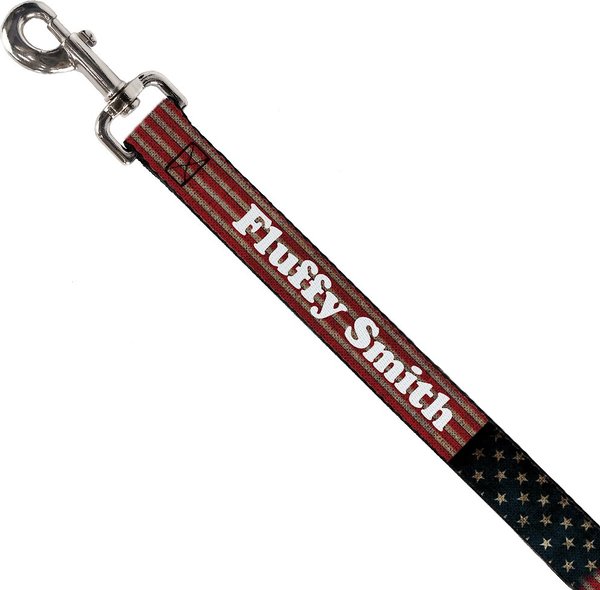 Buckle-Down Personalized Dog Leash, Vintage US Flag Stretch slide 1 of 2