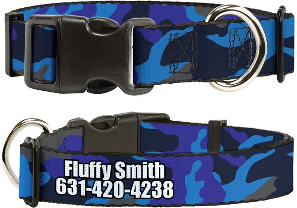 Buckle-Down Polyester Personalized Dog Collar, Blue Camo, Large slide 1 of 7