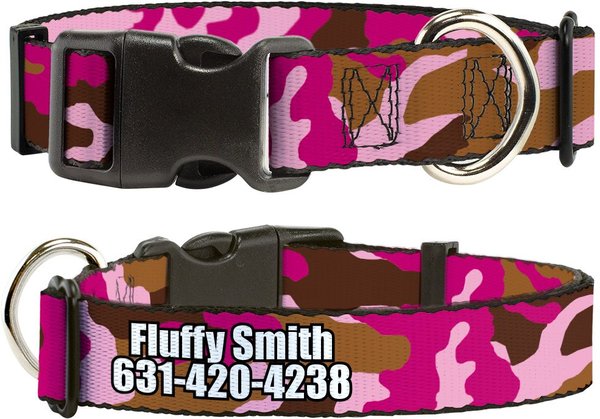 Buckle-Down Polyester Personalized Dog Collar, Pink Camo, Large slide 1 of 7