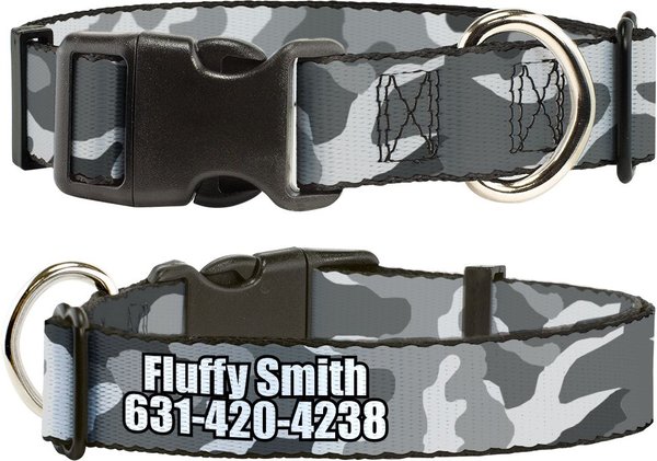 Buckle-Down Polyester Personalized Dog Collar, White Camo, Medium slide 1 of 7
