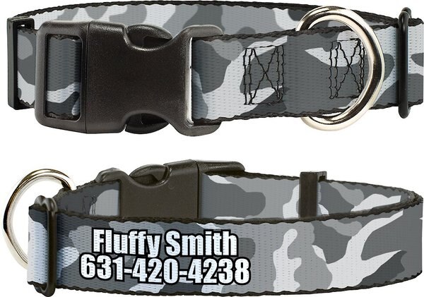 Buckle-Down Polyester Personalized Dog Collar, White Camo, Small slide 1 of 7