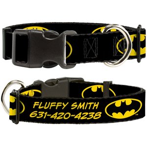 Buckle-Down DC Comics Batman Shield Polyester Personalized Dog Collar, Medium