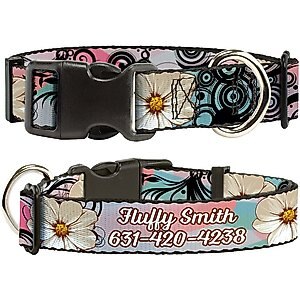 Buckle-Down Polyester Personalized Dog Collar, Flowers, Small