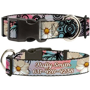 Buckle-Down Polyester Personalized Dog Collar, Flowers, Medium