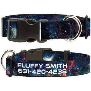 Buckle-Down Polyester Personalized Dog Collar, Galaxy Collage, Small