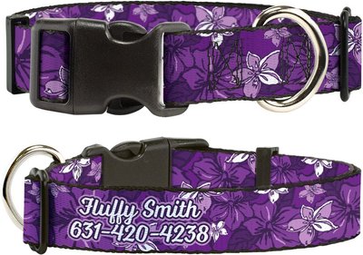 Buckle-Down Polyester Personalized Dog Collar, Hibiscus Collage, slide 1 of 1