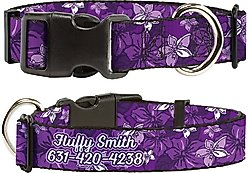 Buckle-Down Polyester Personalized Dog Collar, Hibiscus Collage, Large