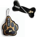 Littlearth NCAA Licensed Super Fan Plush & Squeaky Tug Bone Dog Toys, Purdue Boilermakers