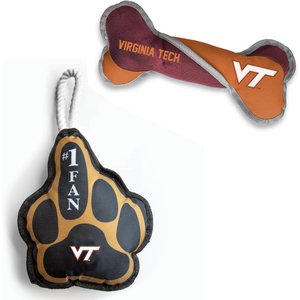Littlearth NCAA Licensed Super Fan Plush & Squeaky Tug Bone Dog Toys, Virginia Tech Hokies