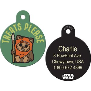 Quick-Tag Star Wars Ewok Treats Plz Circle Personalized Dog & Cat ID Tag