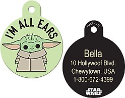 Quick-Tag Star Wars The Mandalorian's The Child Baby Yoda All Ears Circle Personalized Dog & Cat ID Tag