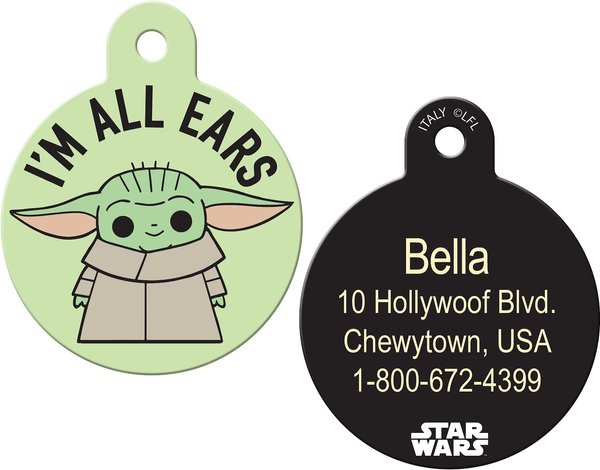 Quick-Tag Star Wars The Mandalorian's The Child Baby Yoda All Ears Circle Personalized Dog & Cat ID Tag slide 1 of 4