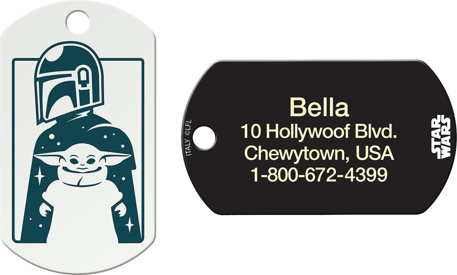 Quick-Tag Star Wars The Mandalorian's The Child Baby Yoda StormTrooper Military Personalized Dog & Cat ID Tag