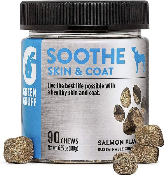 Green Gruff Soothe Skin & Coat Health Salmon Flavor Soft Chew Dog Supplement, 90 count slide 1 of 9